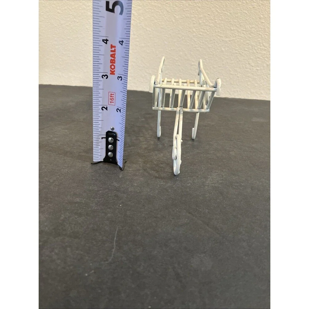 Dollhouse Miniature White Wire Garden Decor Wheelbarrow
